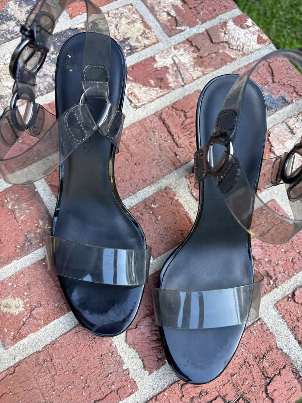 Karl Lagerfeld Black Heels with Clear Straps